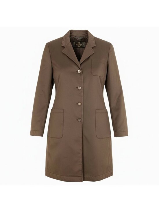 Fendi Jackets & Blazers - Fendi Chester Coat Long Padded Batting with Logo Buttons Brown